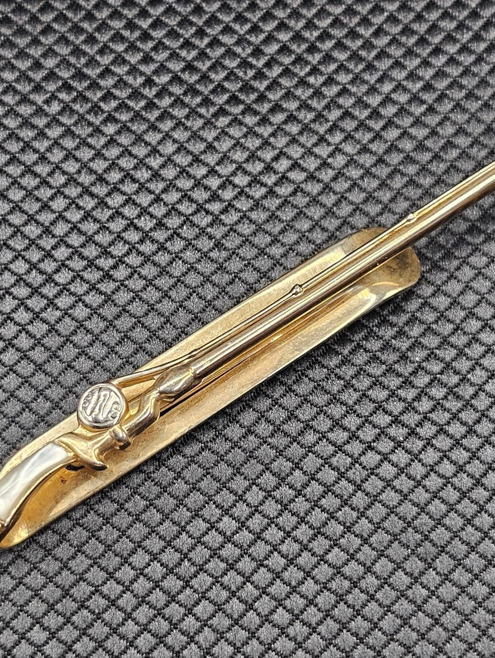 Gold Tone Rhinestone Tie Bar
